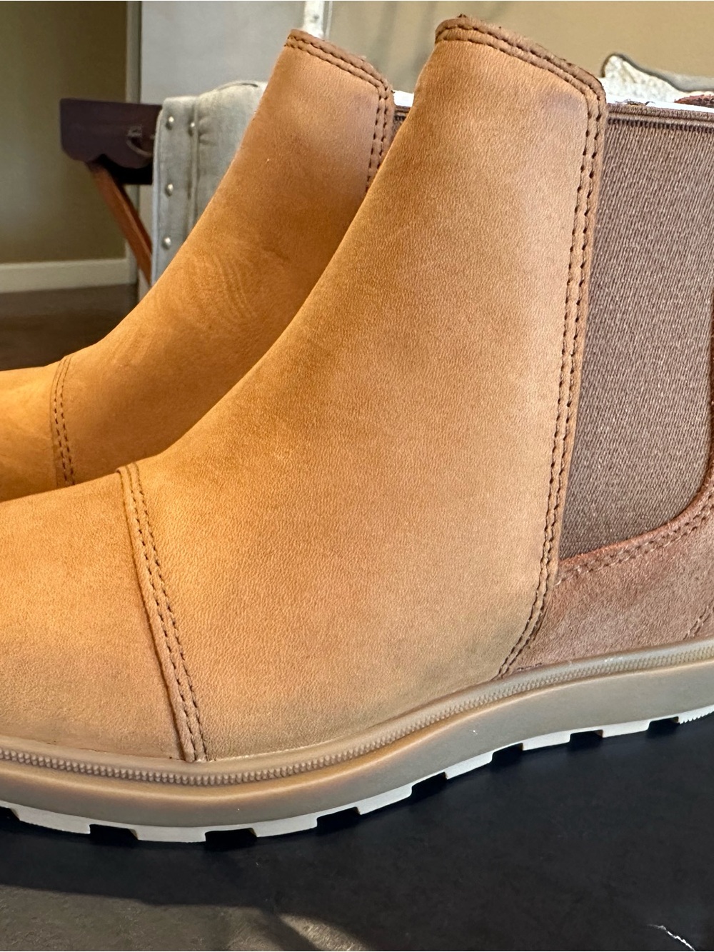 Women’s— Tan leather Suede Slip-On